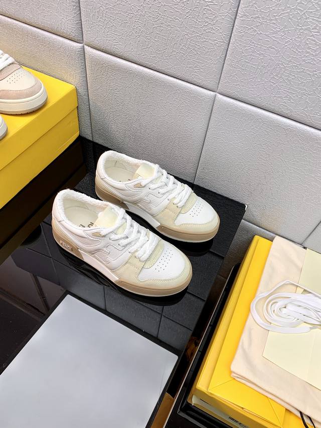 顶级版本情侣款男女码出厂价 Fendi芬迪~~最新爆款 首款运动鞋~~Fendi Match篮球运动鞋，最新元素注入加ff复古的设计，超经典百搭系列 鞋面采用牛